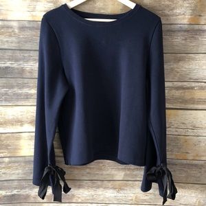 J. Crew Navy Tie-Up Sleeves Sweater